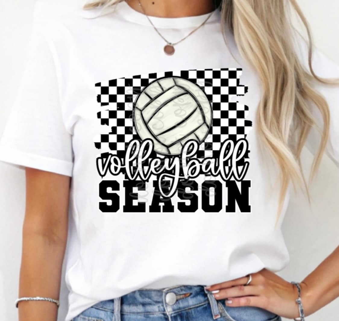 Volleyball season checkered background (Parker) 96941 DTF transfer