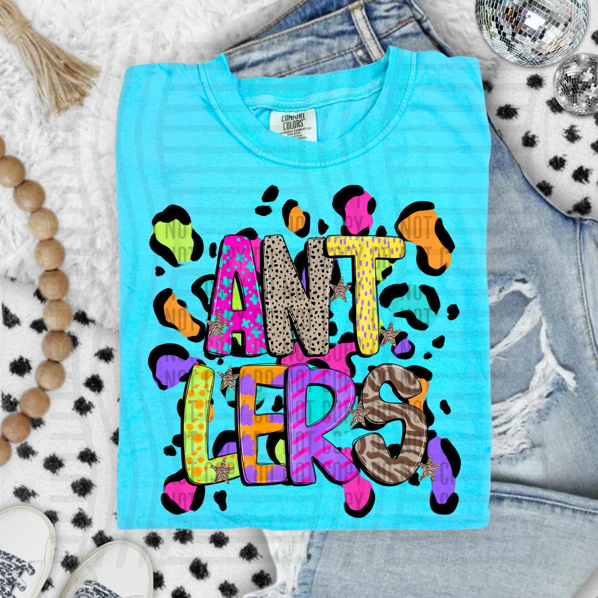 Antlers Funky Mix Up Leopard Mascot (Caplinger) DTF transfer