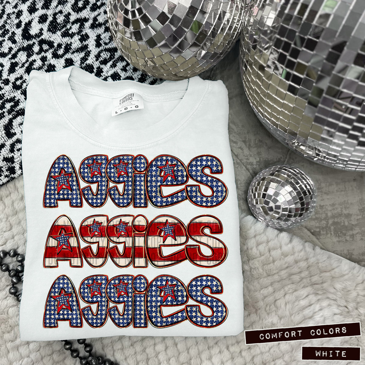 Aggies RWB stacked (Caplinger) DTF transfer
