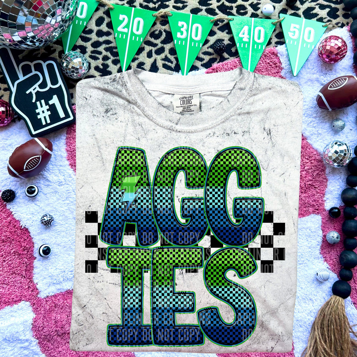 Aggies Blue and Green Checkered (Caplinger) DTF transfer