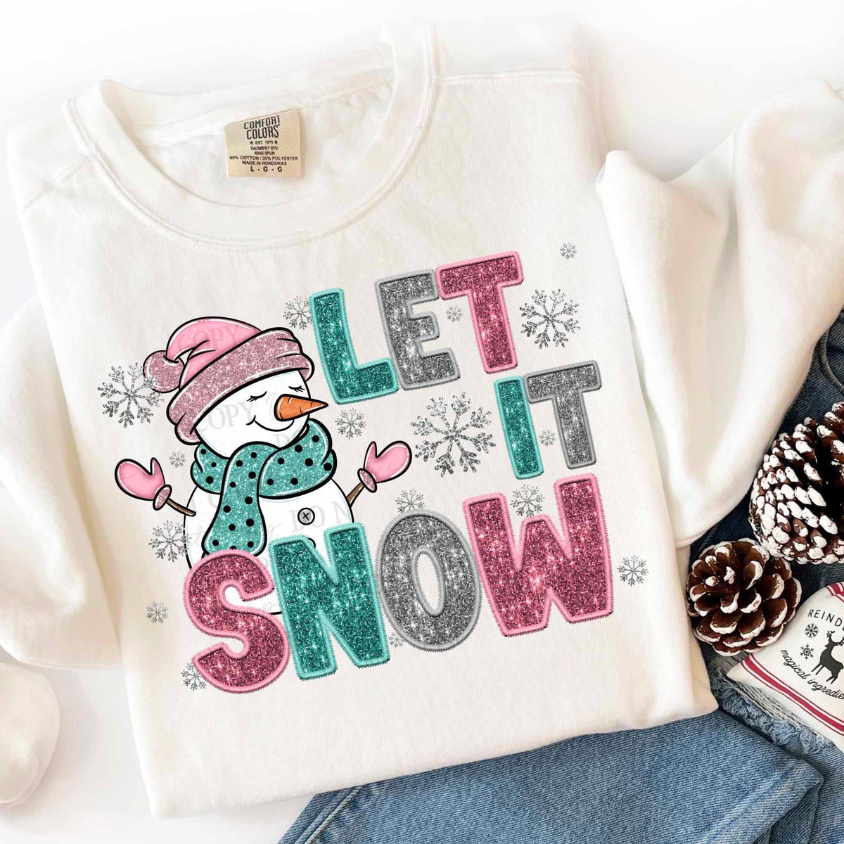 Let it snow sequin 65254 DTF transfer