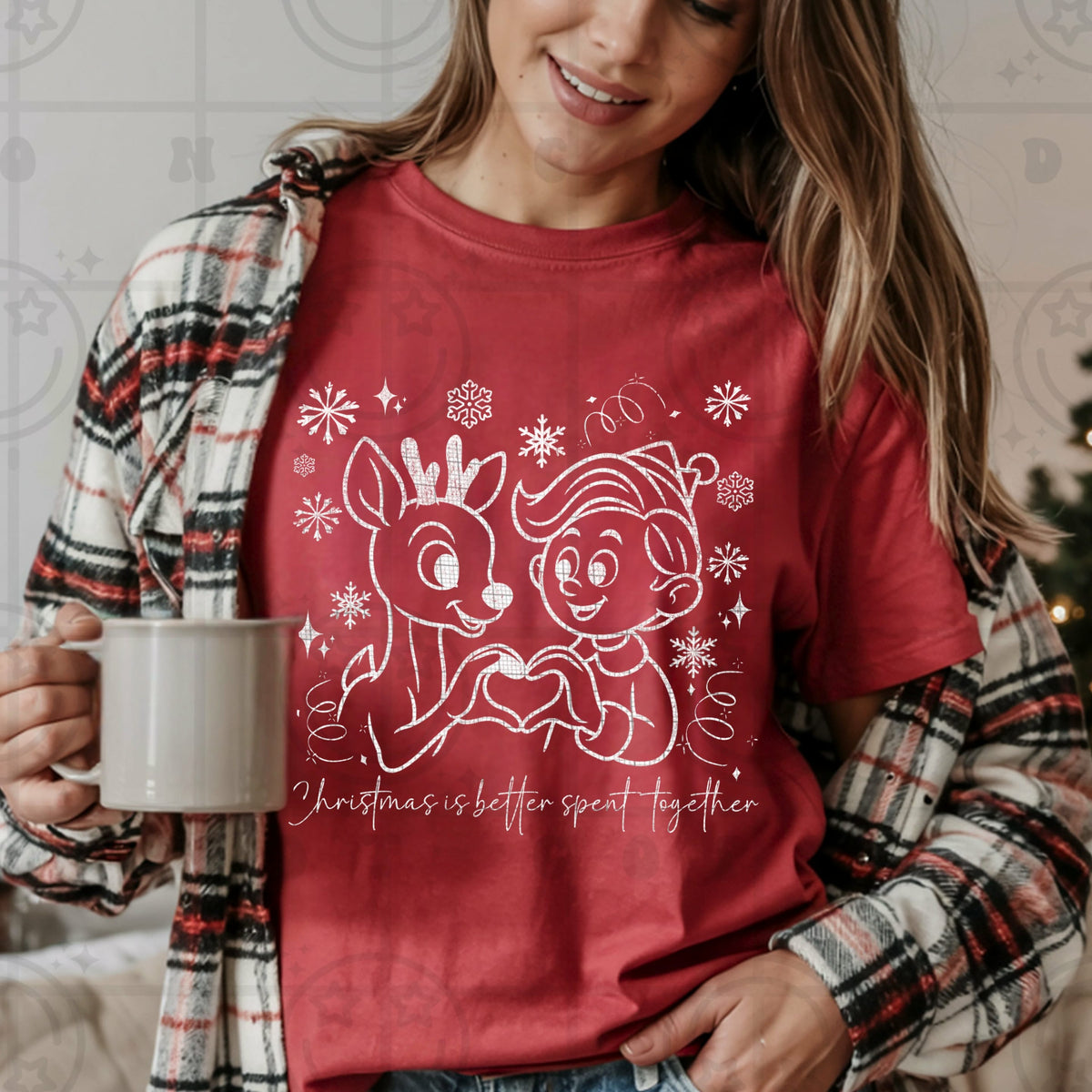 Misfit Reindeer Heart Hands WHITE (HW) DTF Transfer