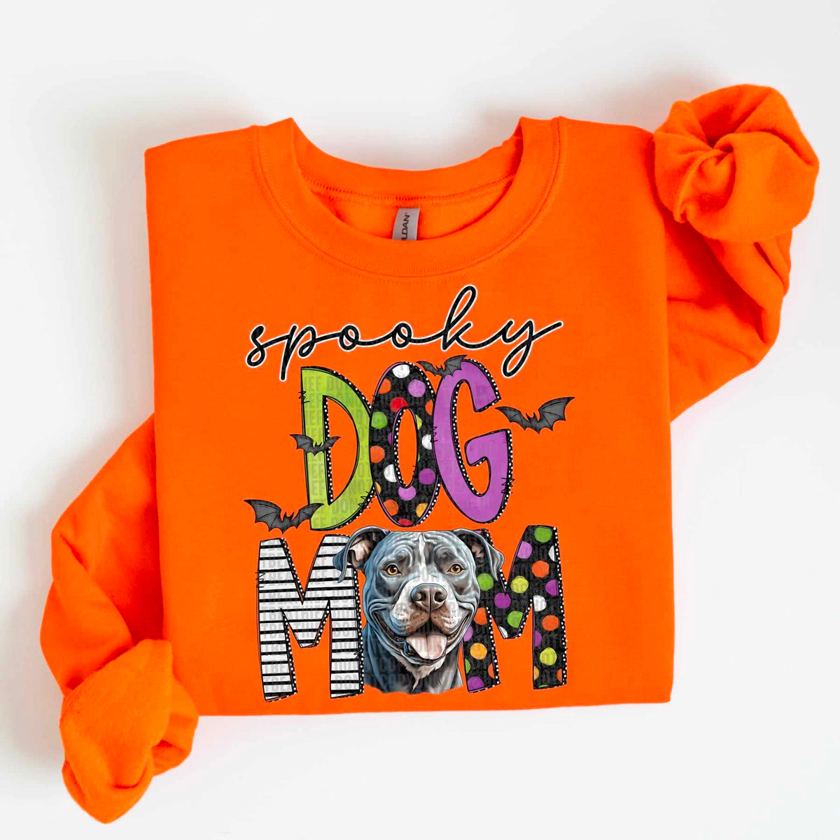 Spooky dog mom grey pitbull 55503 DTF transfer