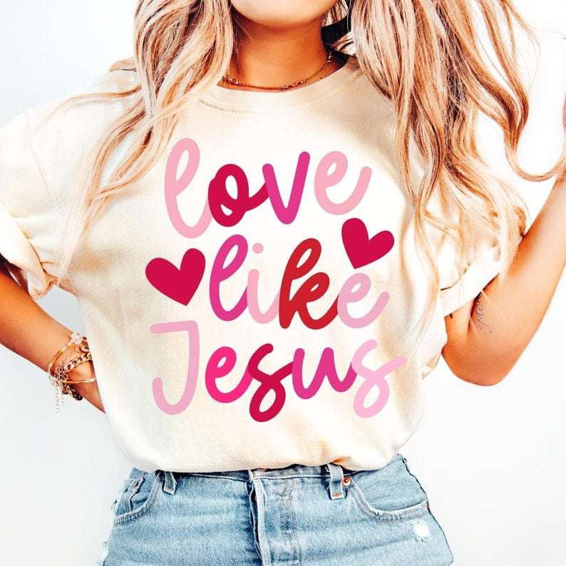 Love like Jesus red and pink 75852 DTF transfer