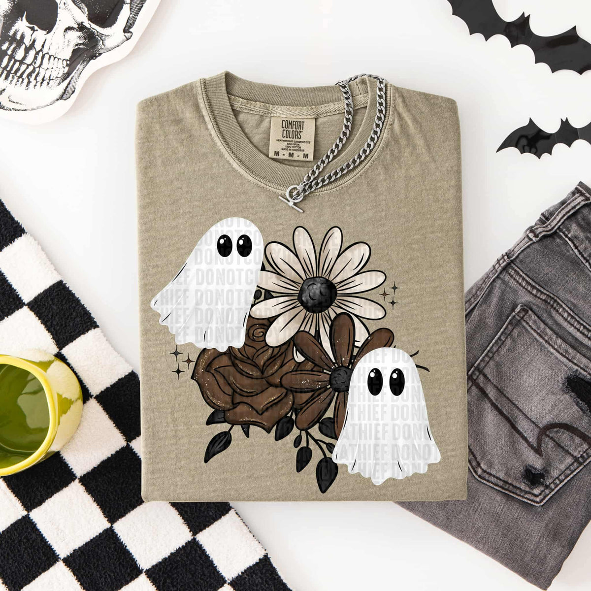 Ghost and florals neutrals SDD DTF transfer