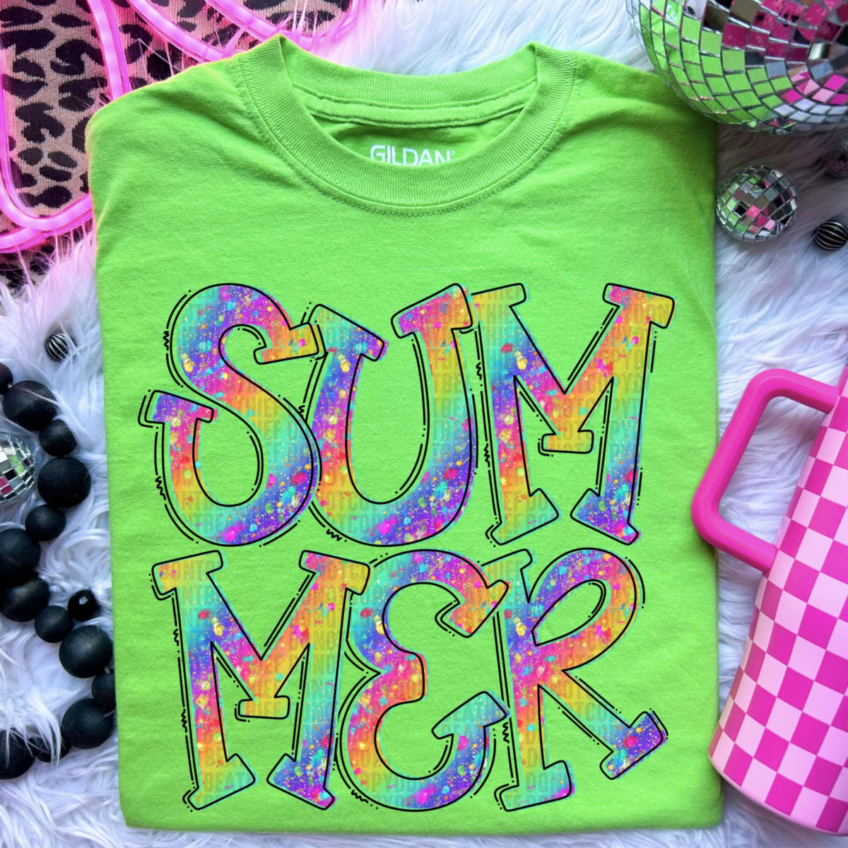 Summer rainbow font (SDD) 96725 DTF transfer