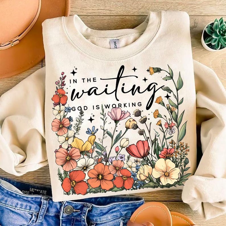 In the waiting god is working fall florals 109810 DTF transfers
