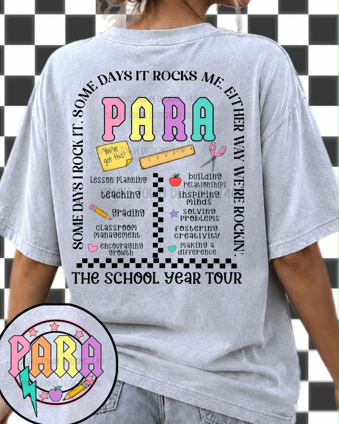 Para lightning colorful arch with school words BACK (STD) DTF Transfer