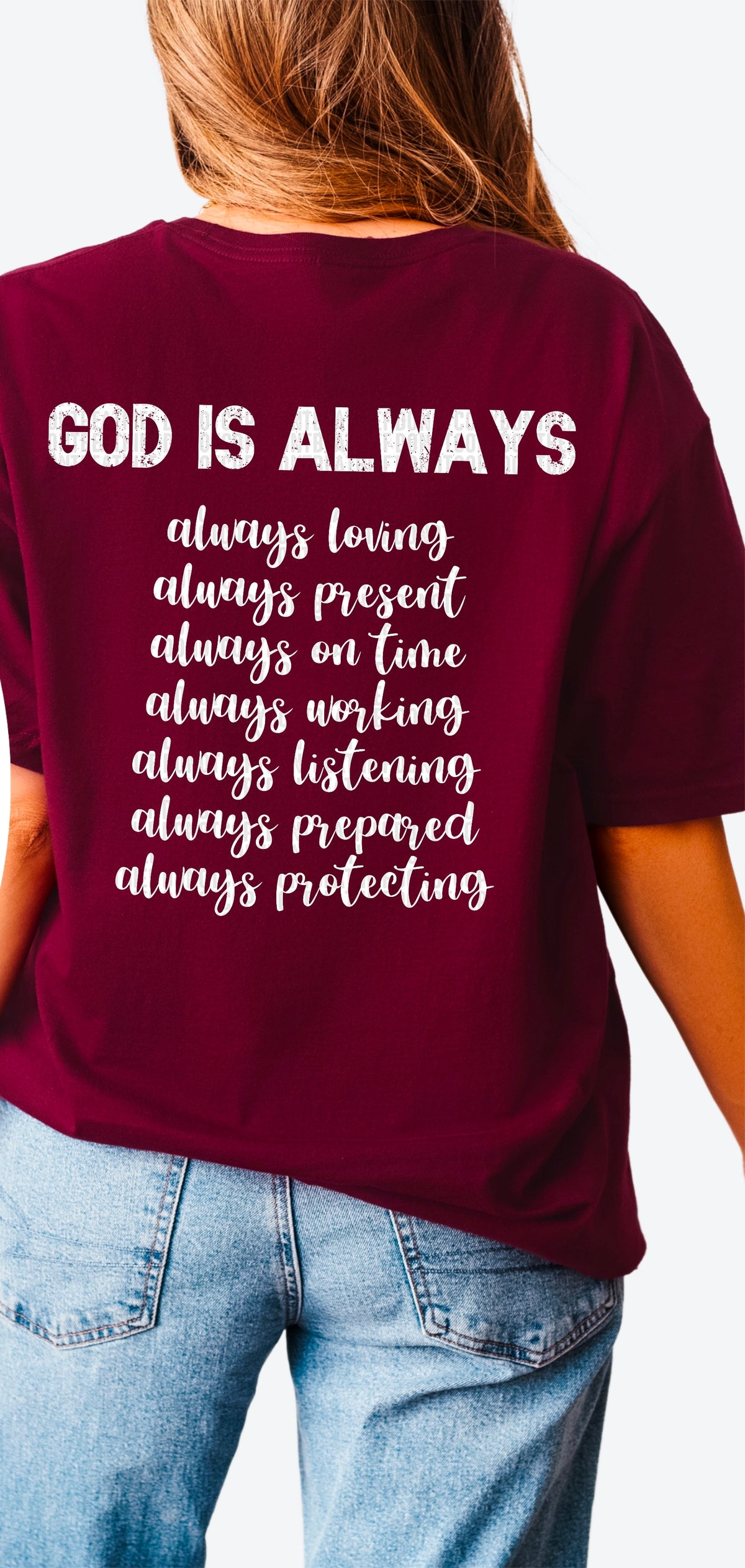 God is always white BACK 91592 DTF transfer
