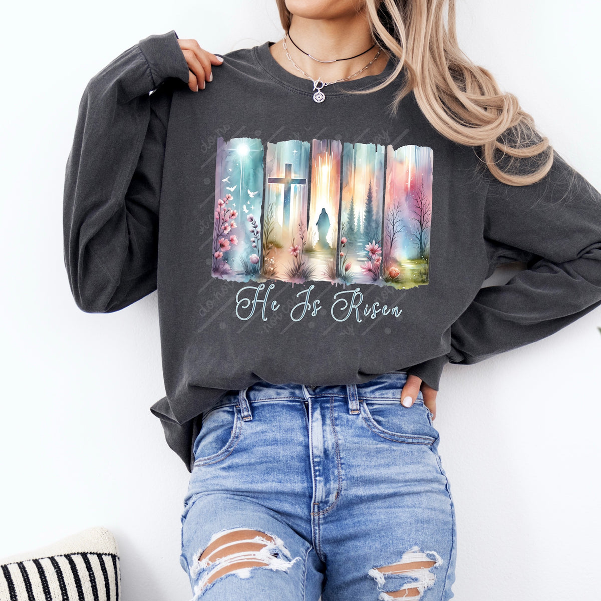 He is risen colorful brushstrokes Sunday special DTF transfer