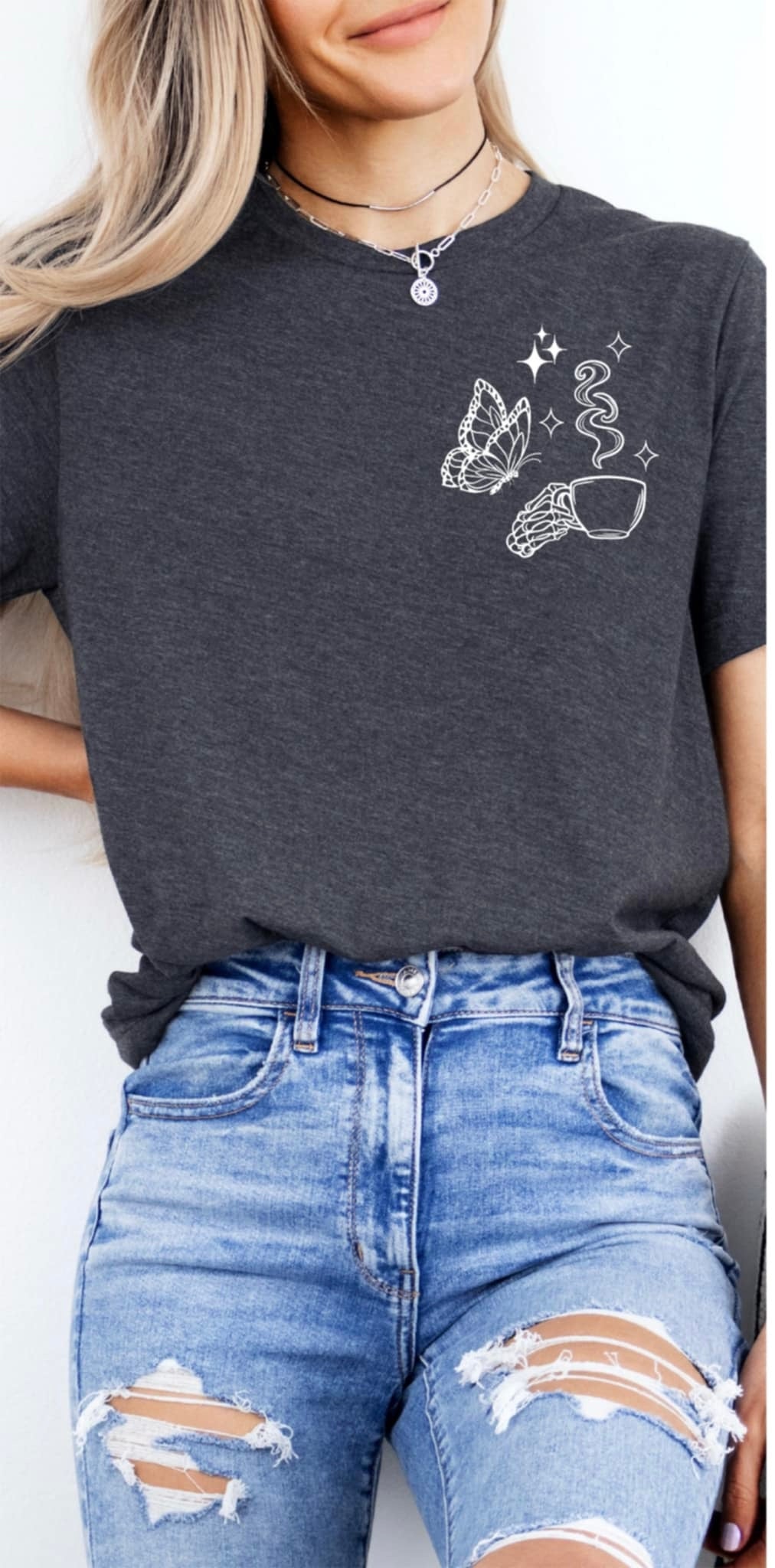 Under caffeinated moms club white pocket (ABD) 93185 DTF transfer