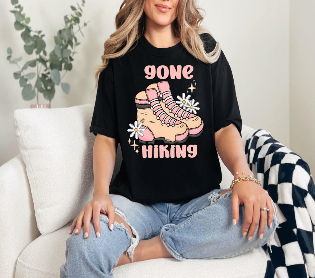 Gone hiking pink font (Linda) 107853 DTF transfer