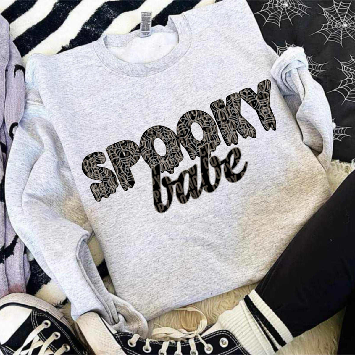 Spooky Babe spiderwebs (lane) DTF transfer