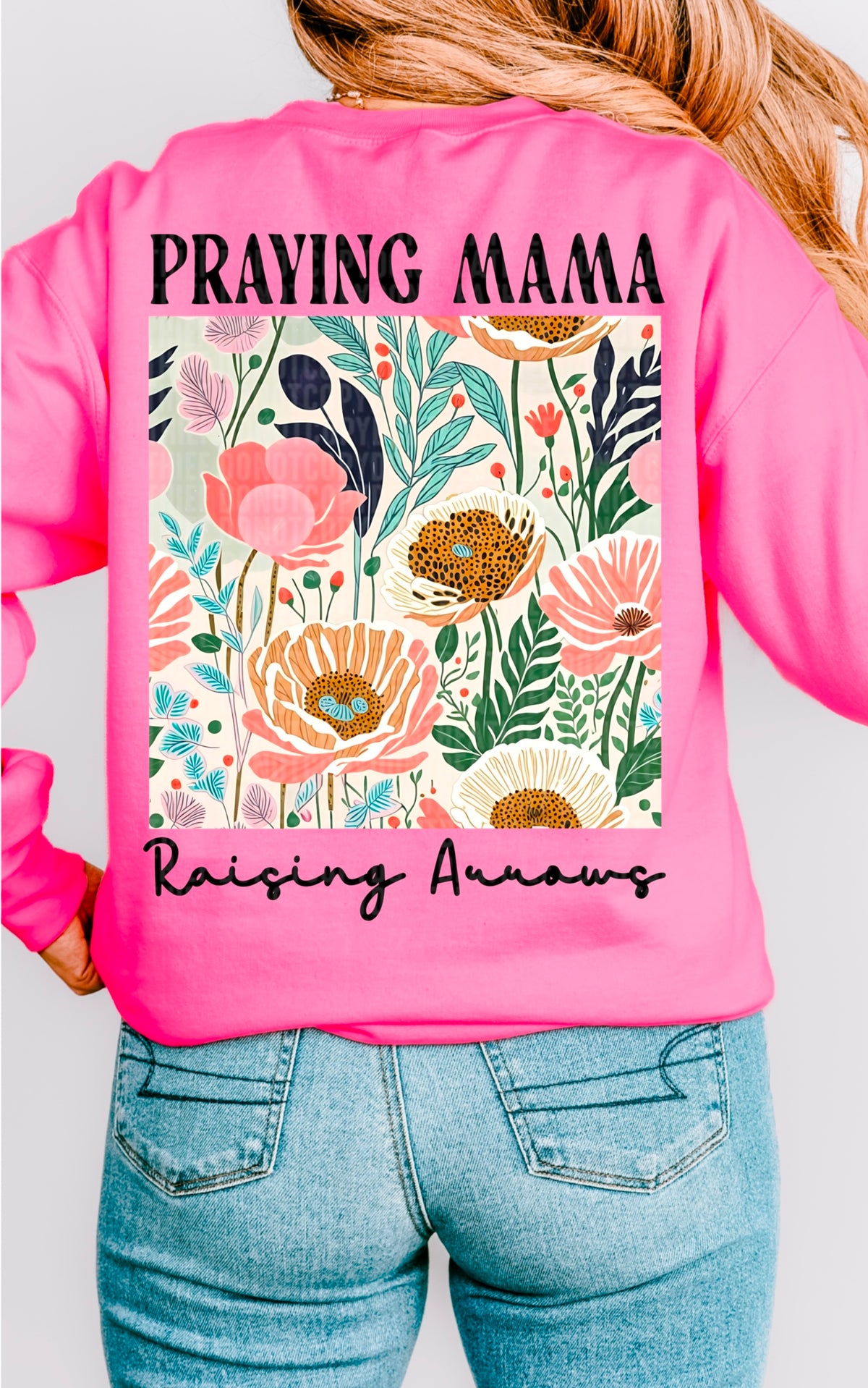 Praying mama raising arrows flowers 95325 DTF transfer