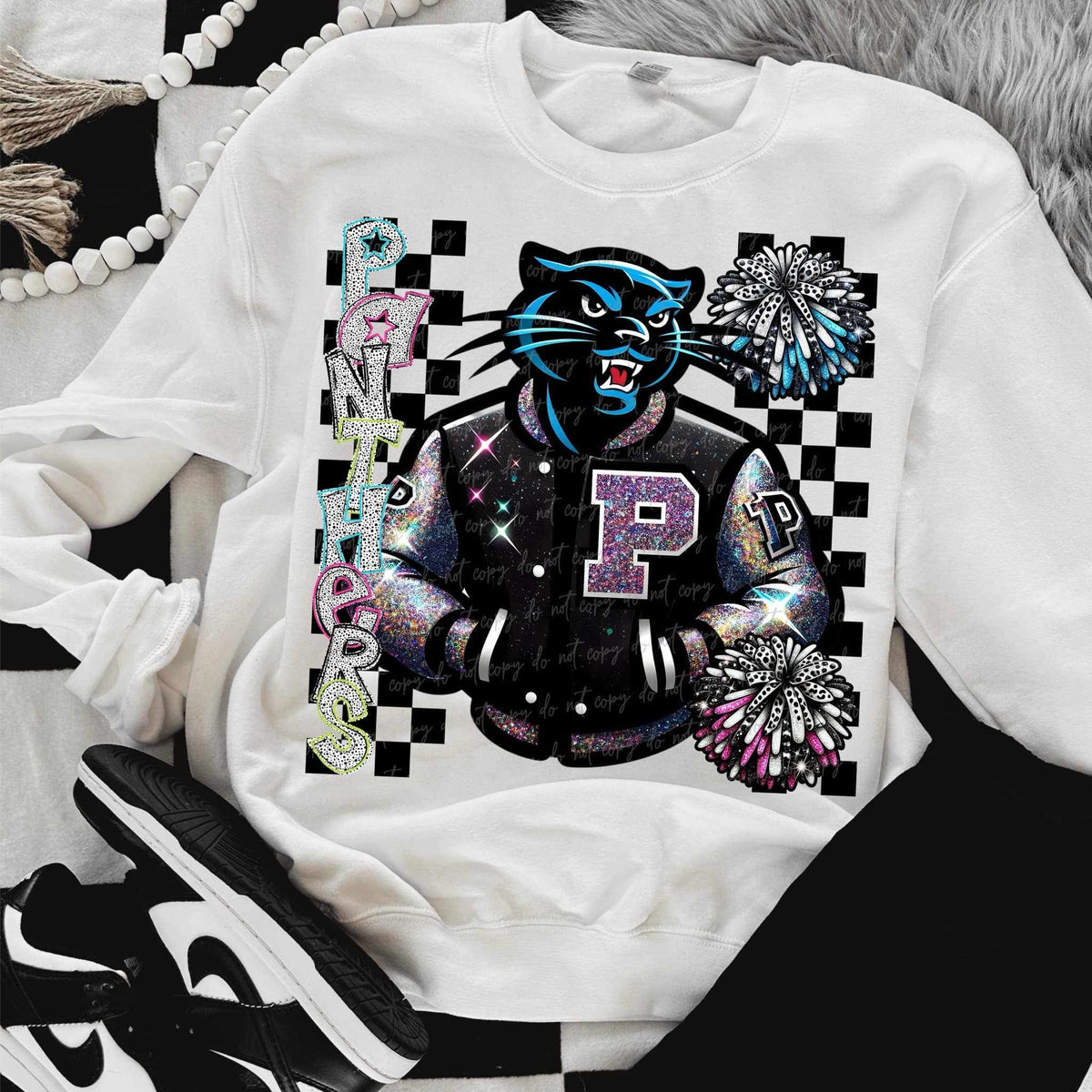 panthers Dalmatian filled with mascot Pom Poms (VIRGO) 58036 DTF transfer
