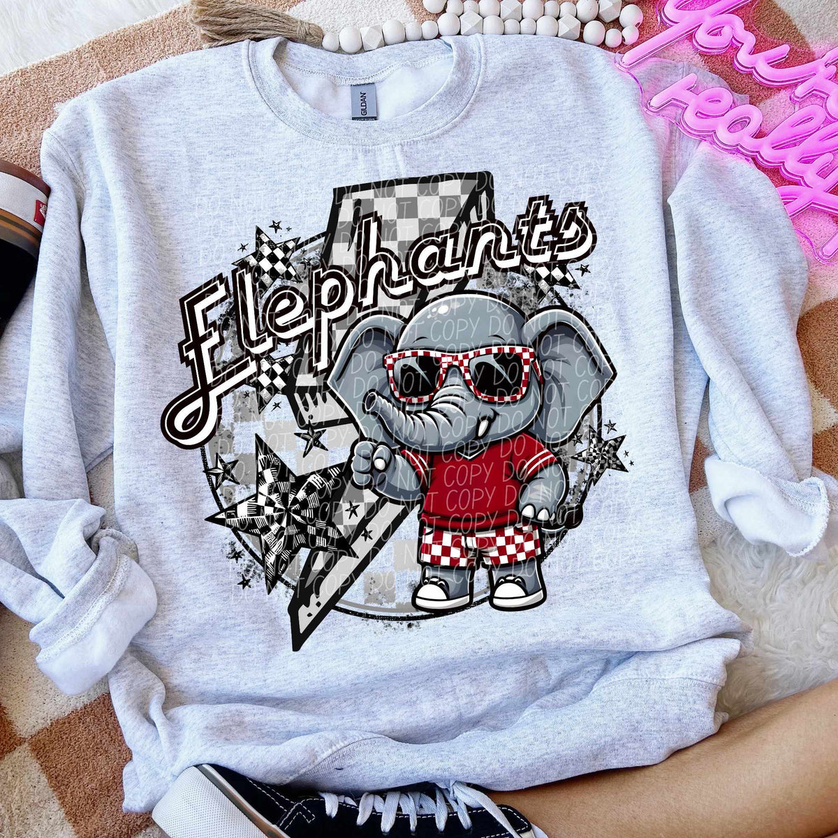 Elephants red shirt lightning bolt (CITY) 52507 DTF transfer