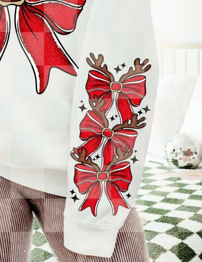 Reindeer Bow (SET OF TWO SLEEVES) (unhinged) DTF transfer