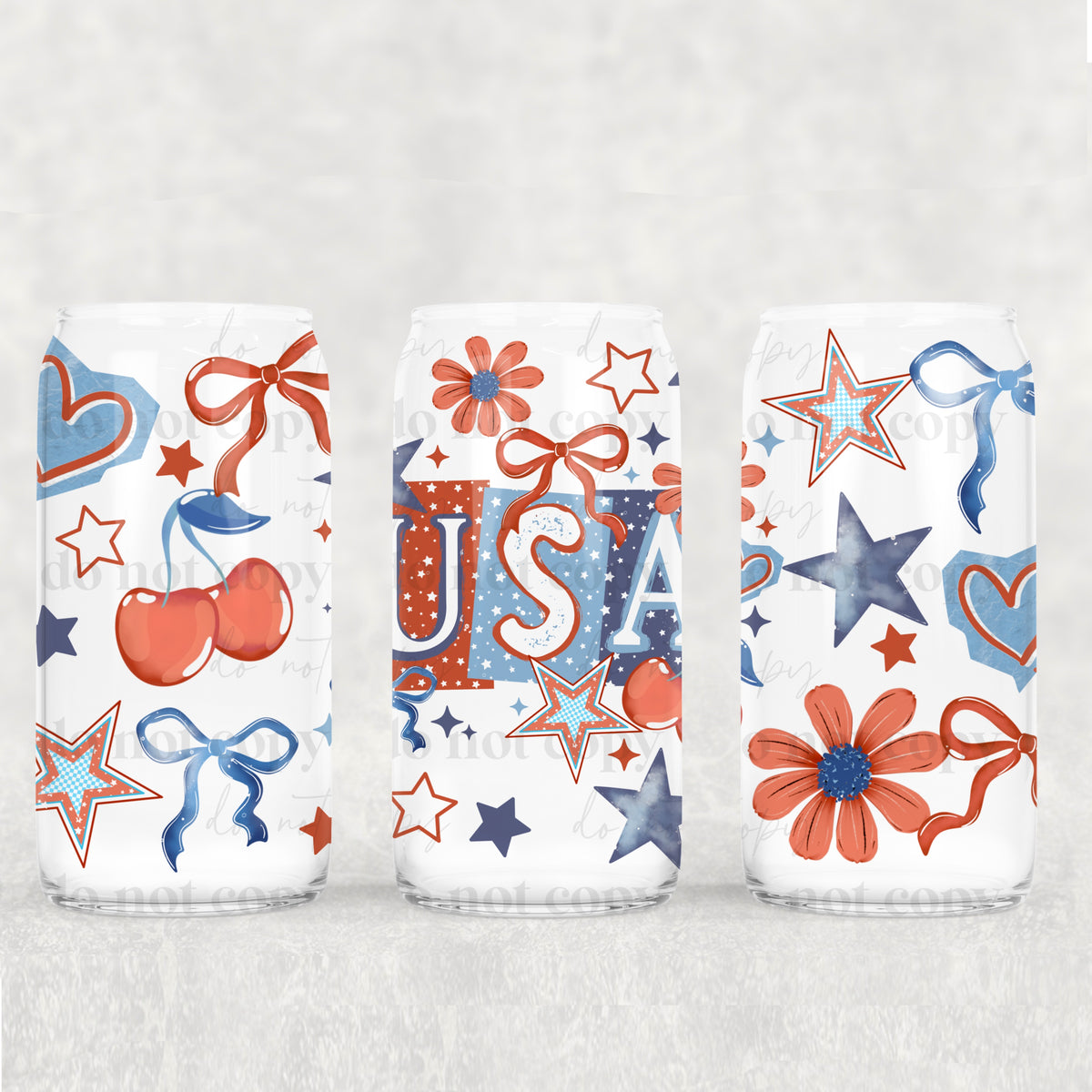 USA with cherries flowers and stars (CSC) UV DTF WRAP