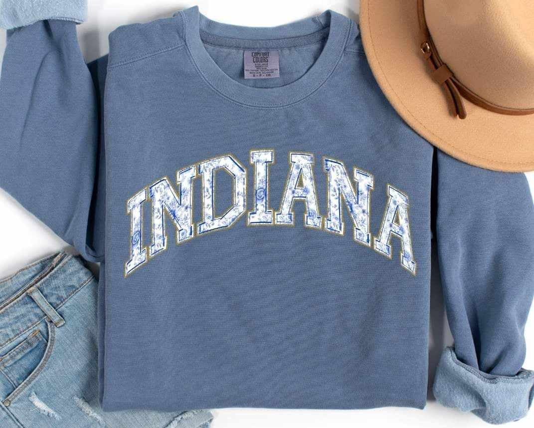 Indiana blue floral filled (S&G) 62718 DTF transfer