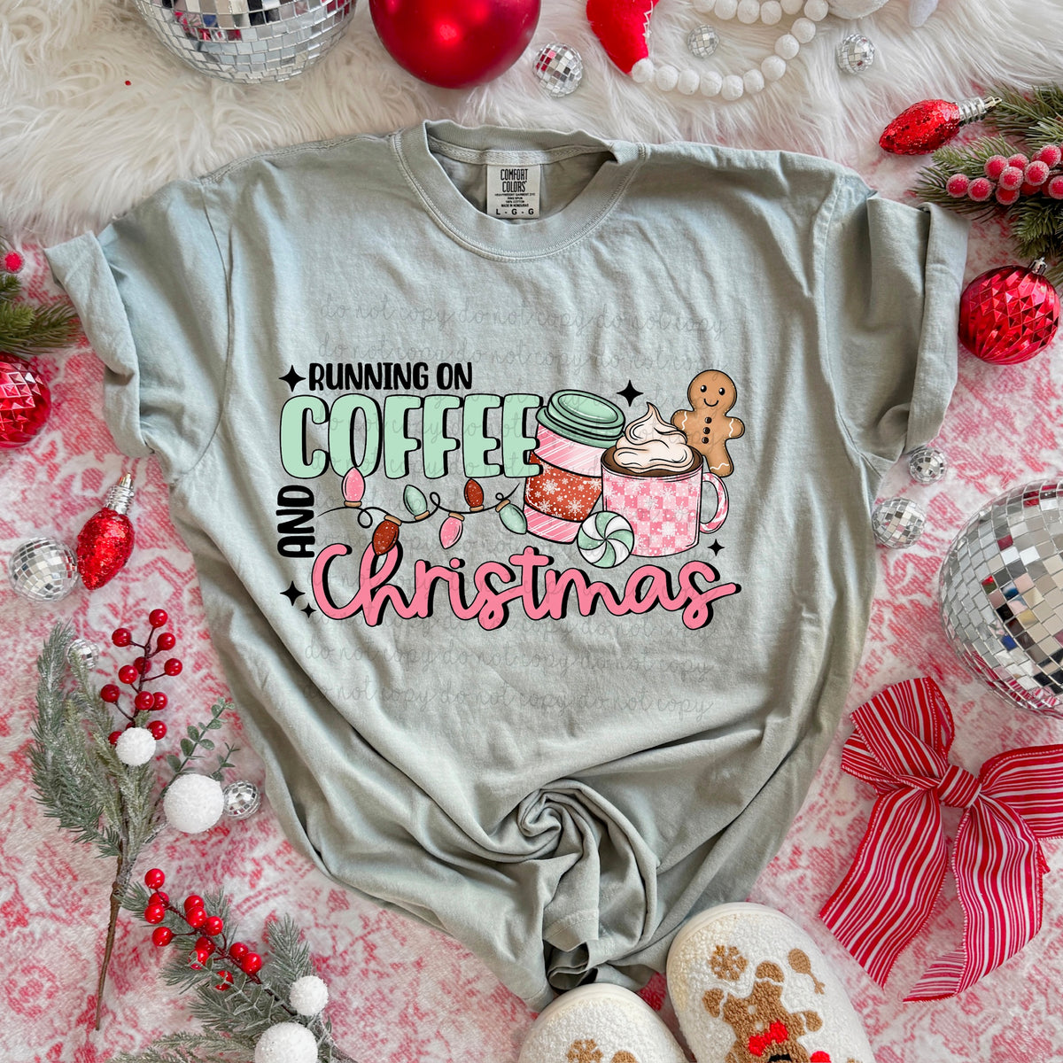 Coffee and Christmas mugs and gingerbread exclusive DTF Transfer