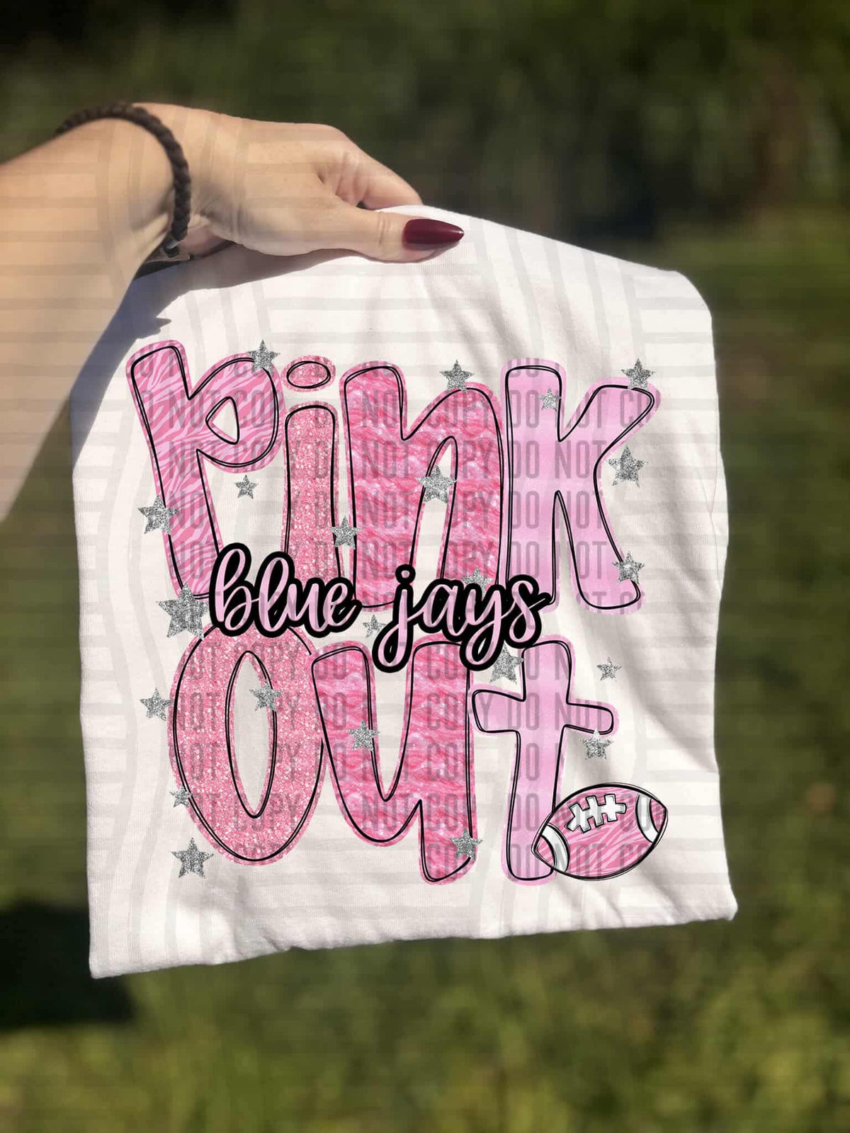 Pink out sparkles Blue Jays (Caplinger) DTF transfer