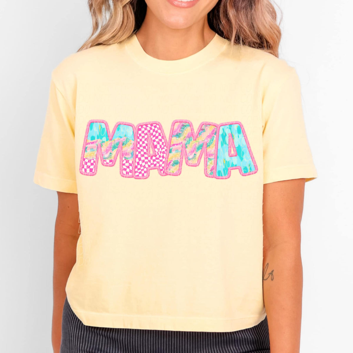 Mama pink checkered (CITY) 97043 DTF transfer