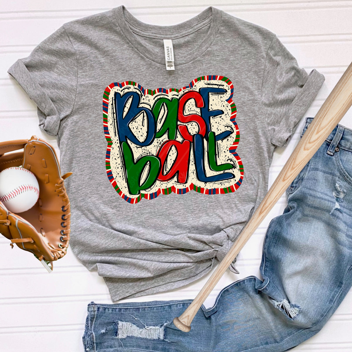 Baseball (navy green red) (texasgal) DTF Transfer
