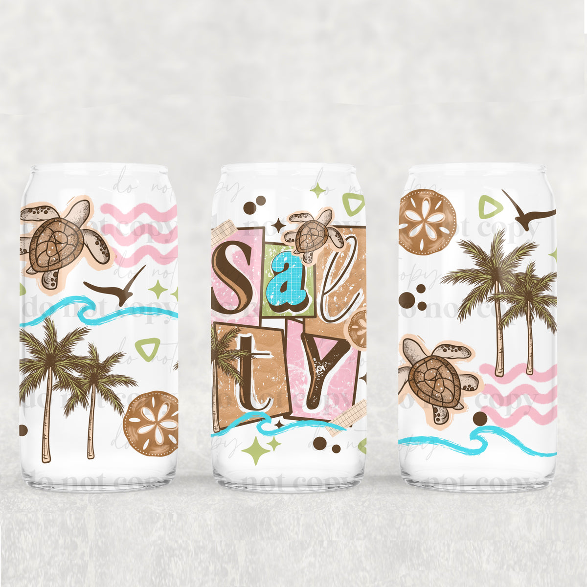 Salty turtles and palm trees (CSC) UV DTF WRAP
