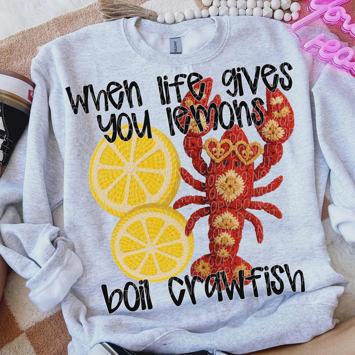 when life gives you lemons boil crawfish (city) DTF Transfer