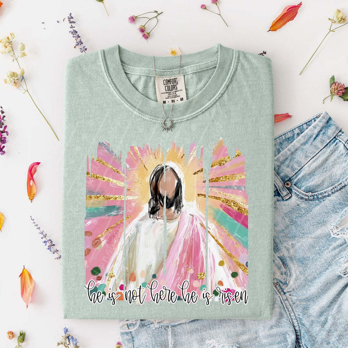 He is risen Jesus brushstrokes DTF Transfer