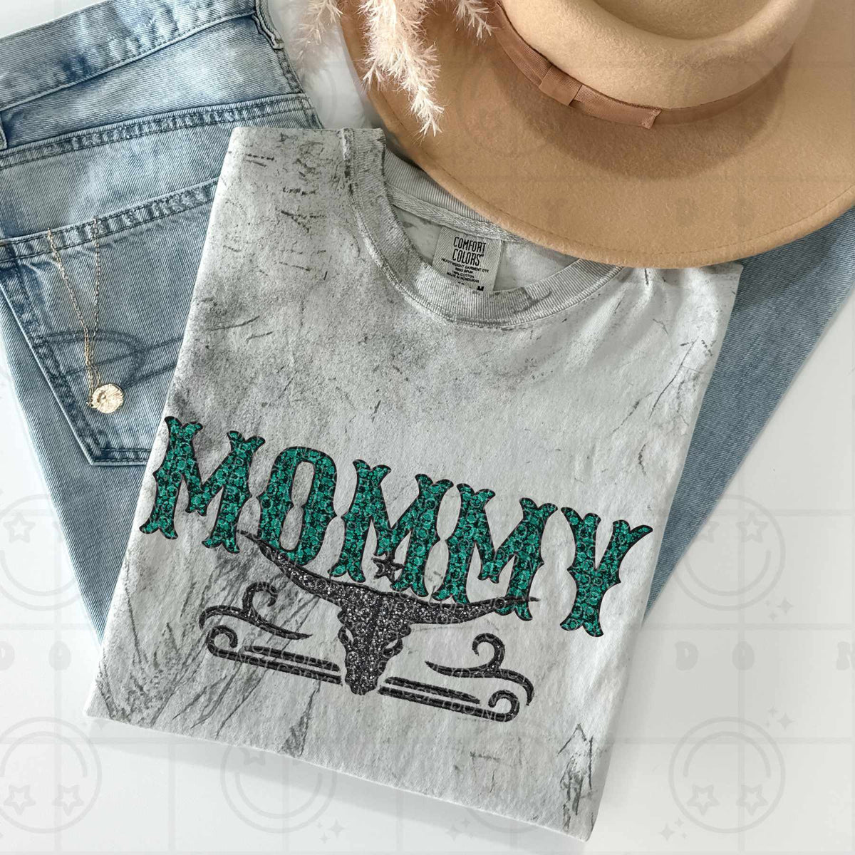 Mommy bull skull (HW) 84507 DTF transfer