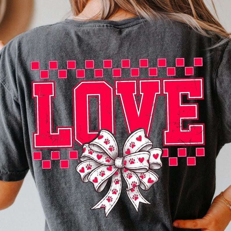 Love Paw print Valentine bow 75911 DTF transfer
