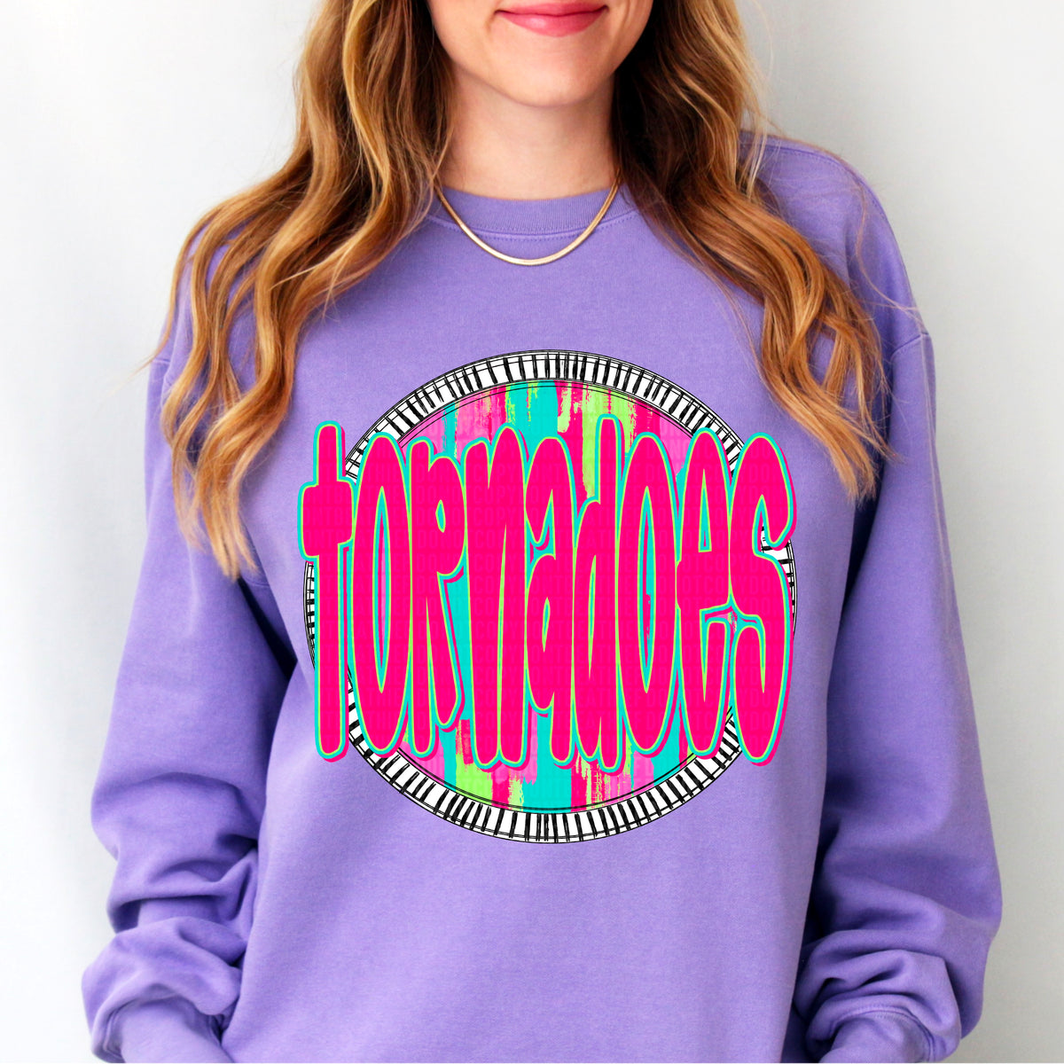 Tornadoes pink font circle 106212 DTF transfer