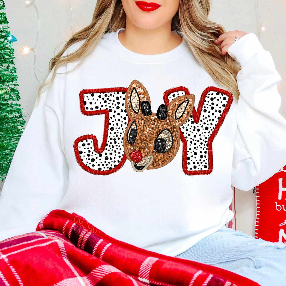 Joy sequin reindeer (CITY) 65042 DTF transfer