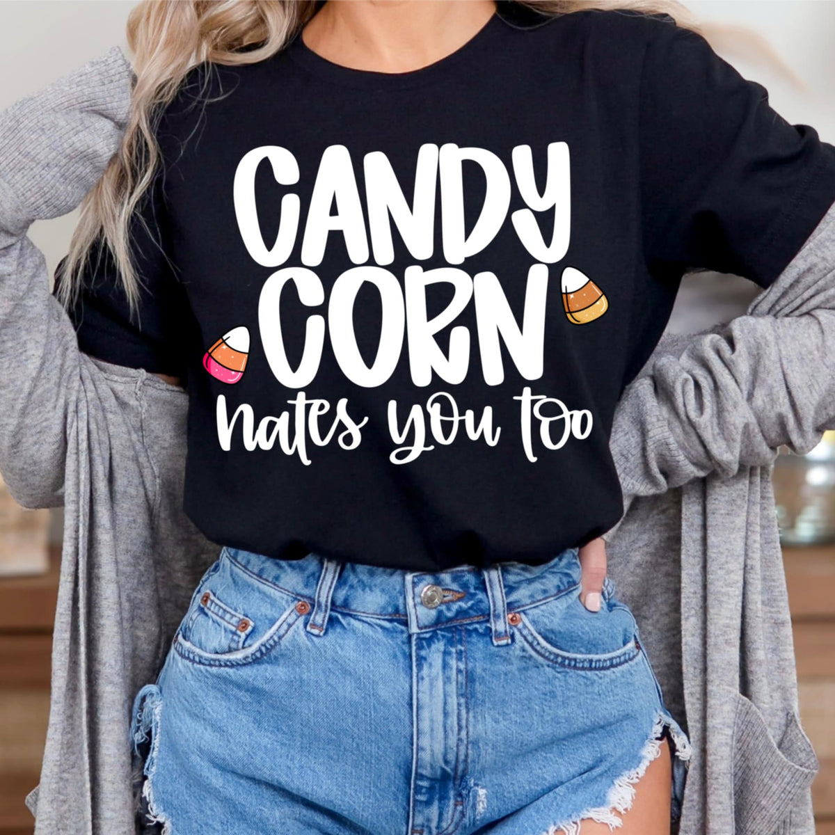 Candy Corn Hates you Too WHITE CMD DTF transfer