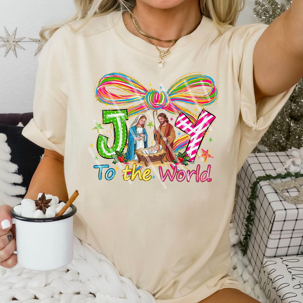 Joy to the world Mary and Joseph 113697 DTF Transfer