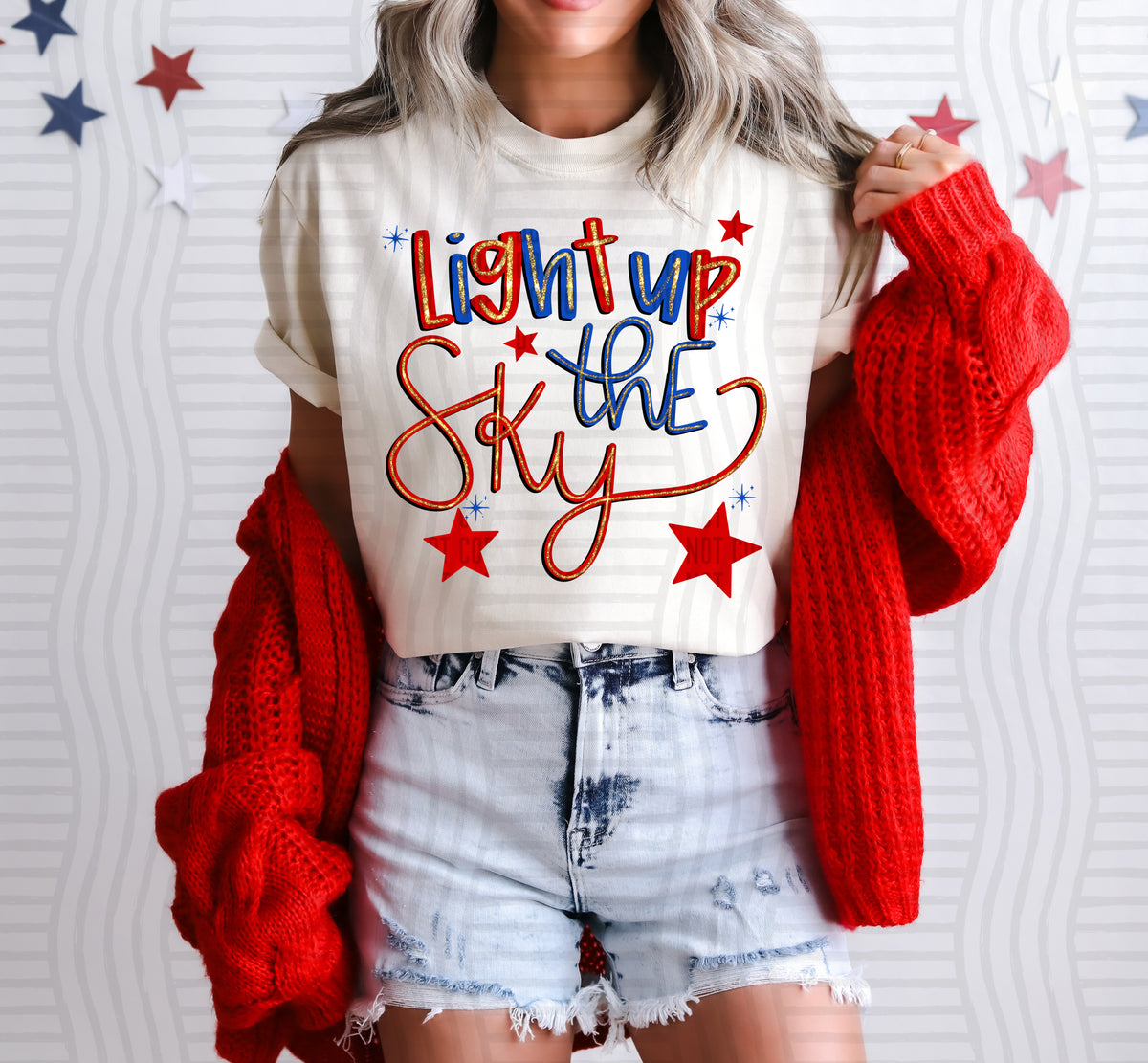 light up the sky red and blue (caplinger) DTF Transfer