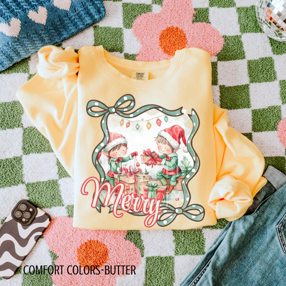 Merry Elf Bow Frame CSG DTF transfer