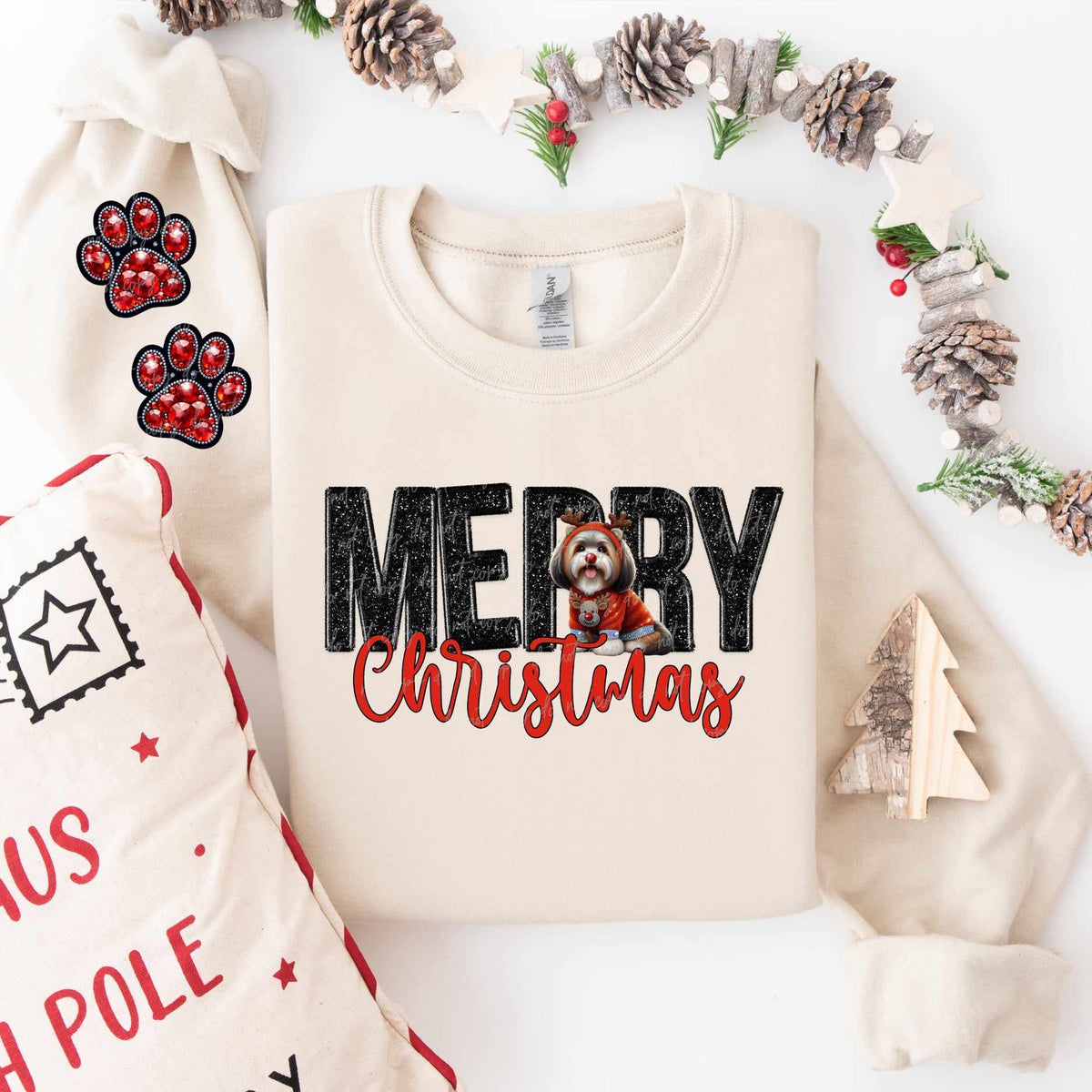 Merry Christmas Maltese FRONT ONLY (VIRGO) 53839 DTF transfer