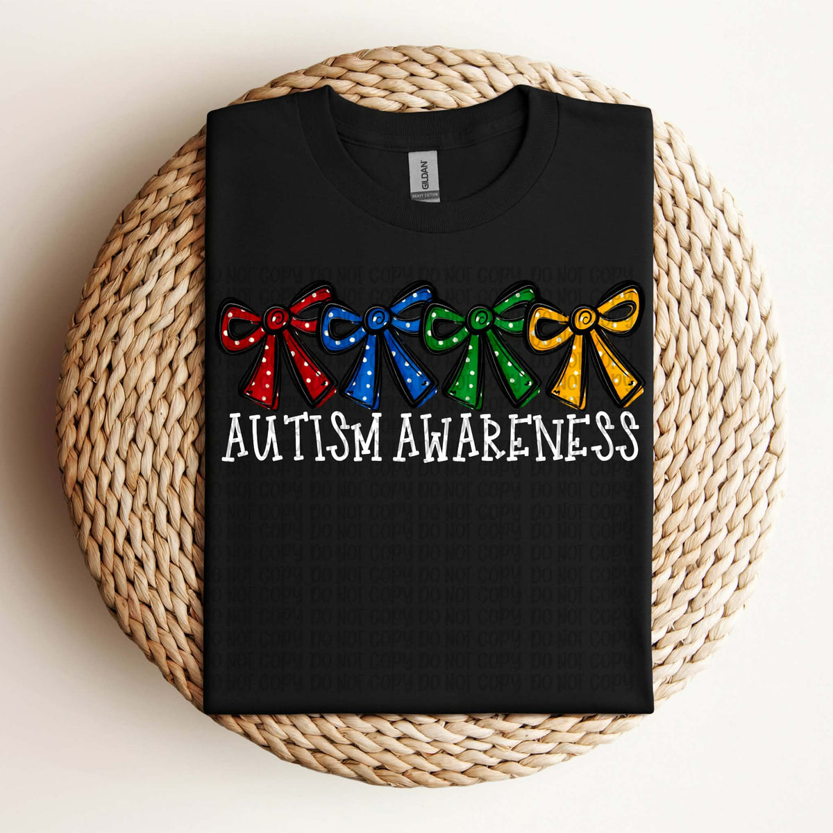 Autism Awareness bows (white words) (VP) DTF transfer