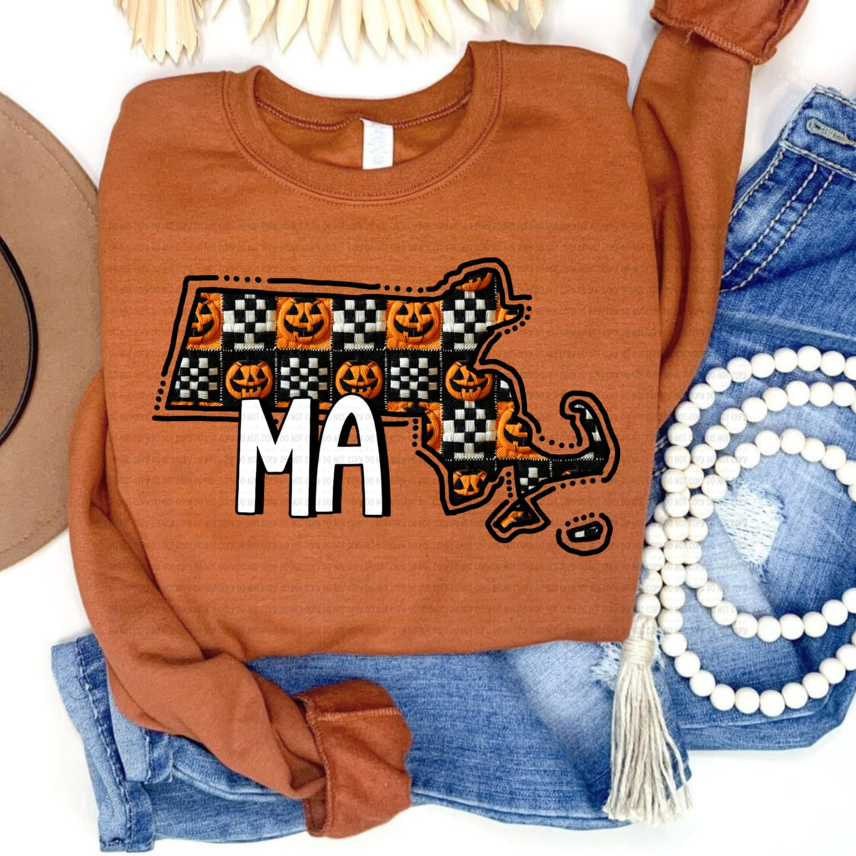 Massachusetts pumpkin checker REVEL DTF transfer