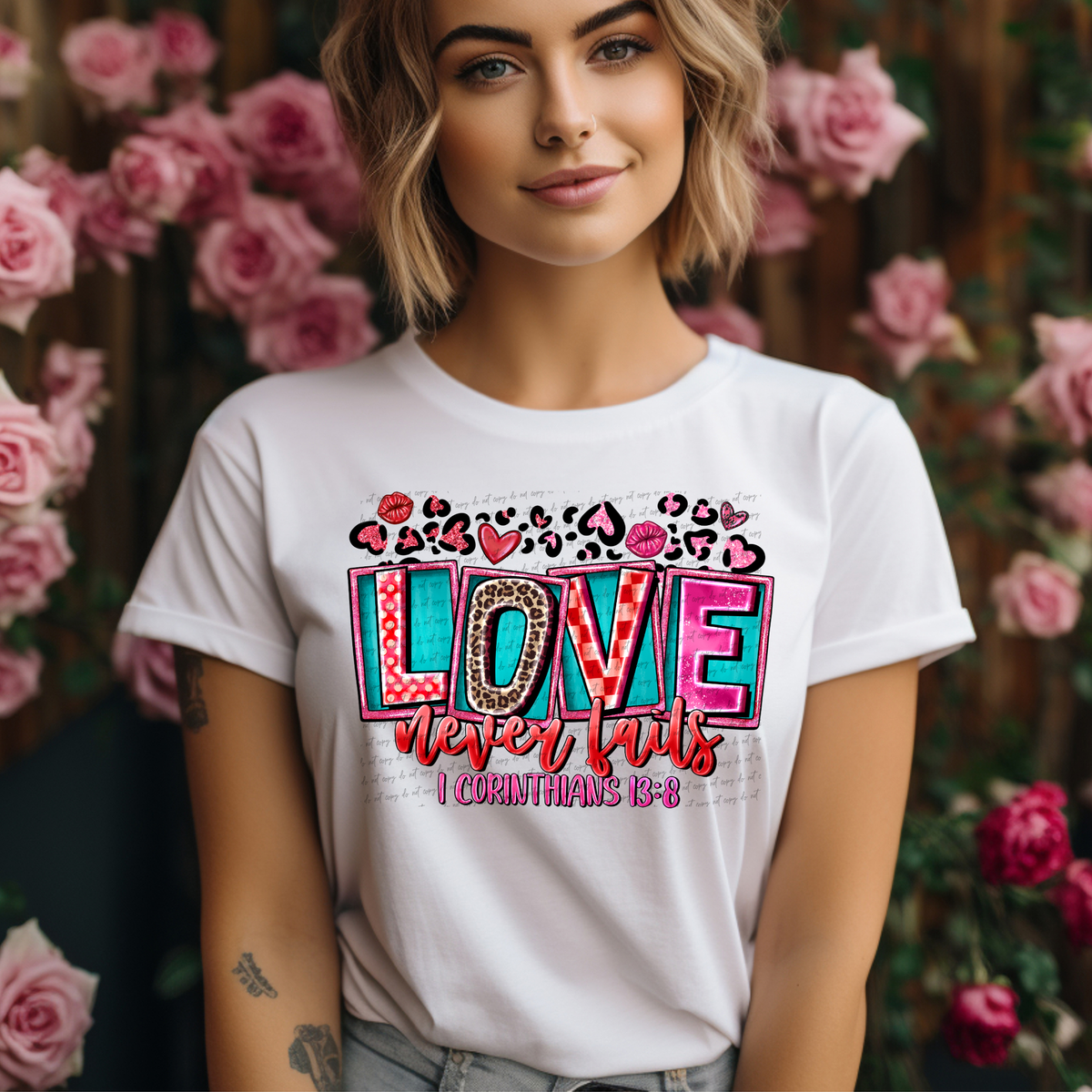 Love Never Fails 1 Corinthians 13:8 71506 DTF transfer