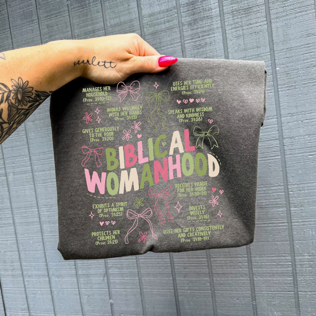Biblical womanhood collage (light green and pink) DTF Transfer