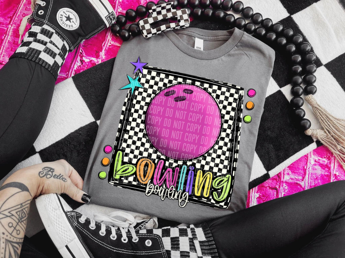 Bowling checkered preppy bright (Caplinger) 91479 DTF transfer
