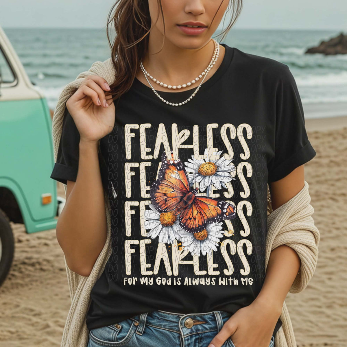 Fearless stacked with butterfly and flower (city) DTF Transfer