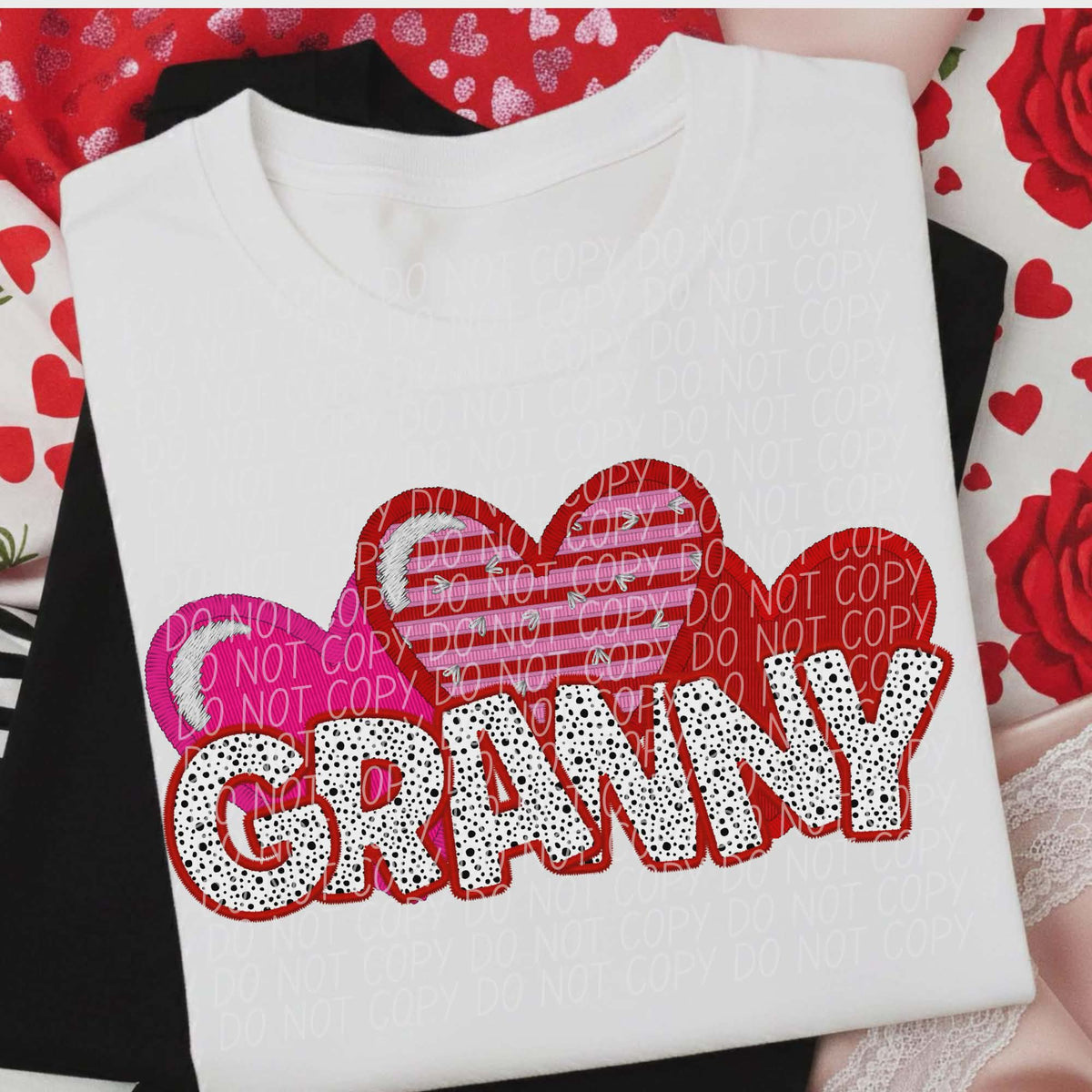 Granny Dalmatian and hearts (city) DTF transfer