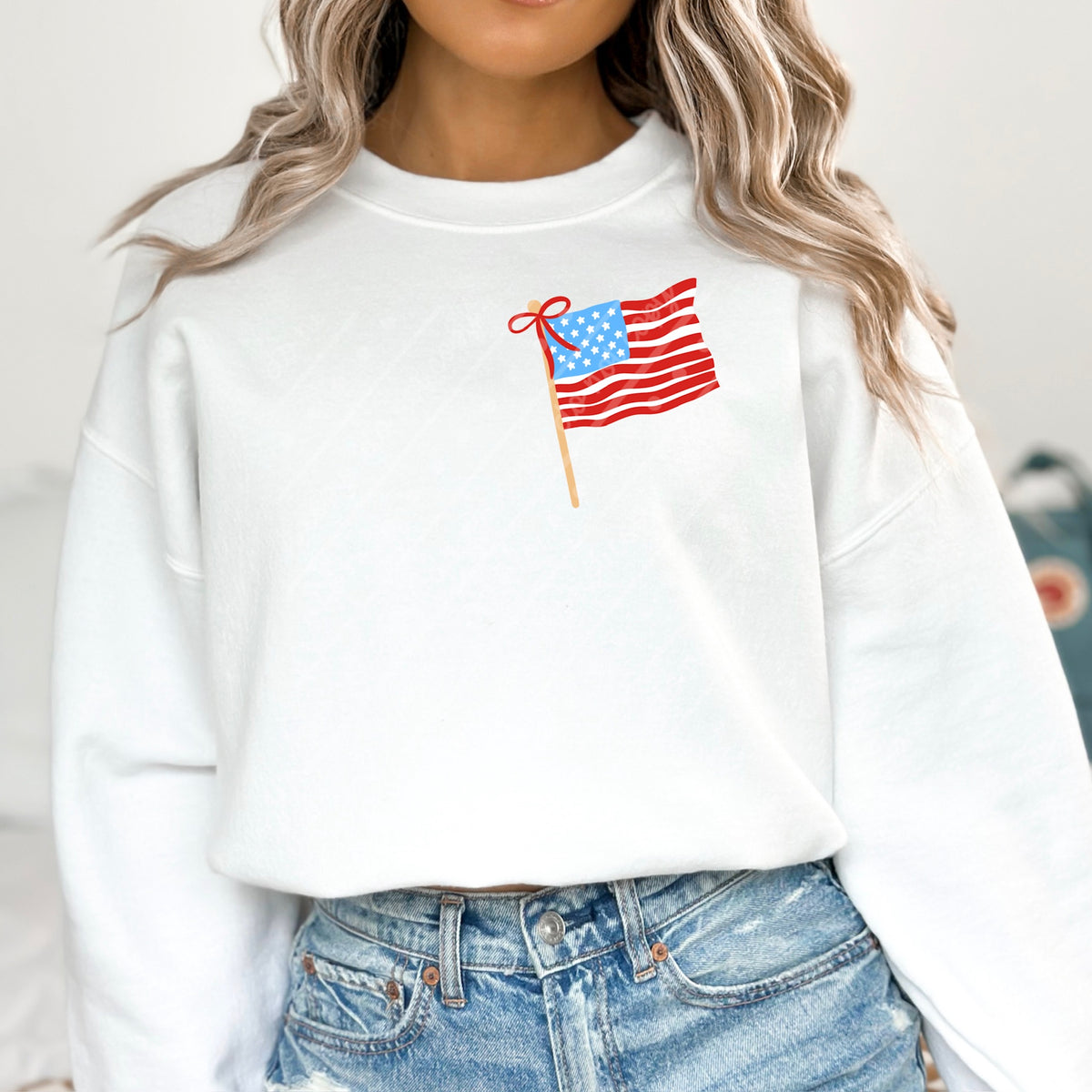 Flag pocket with bow DTF transfer