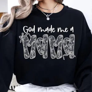 God made me a mama white lace 85873 DTF transfer