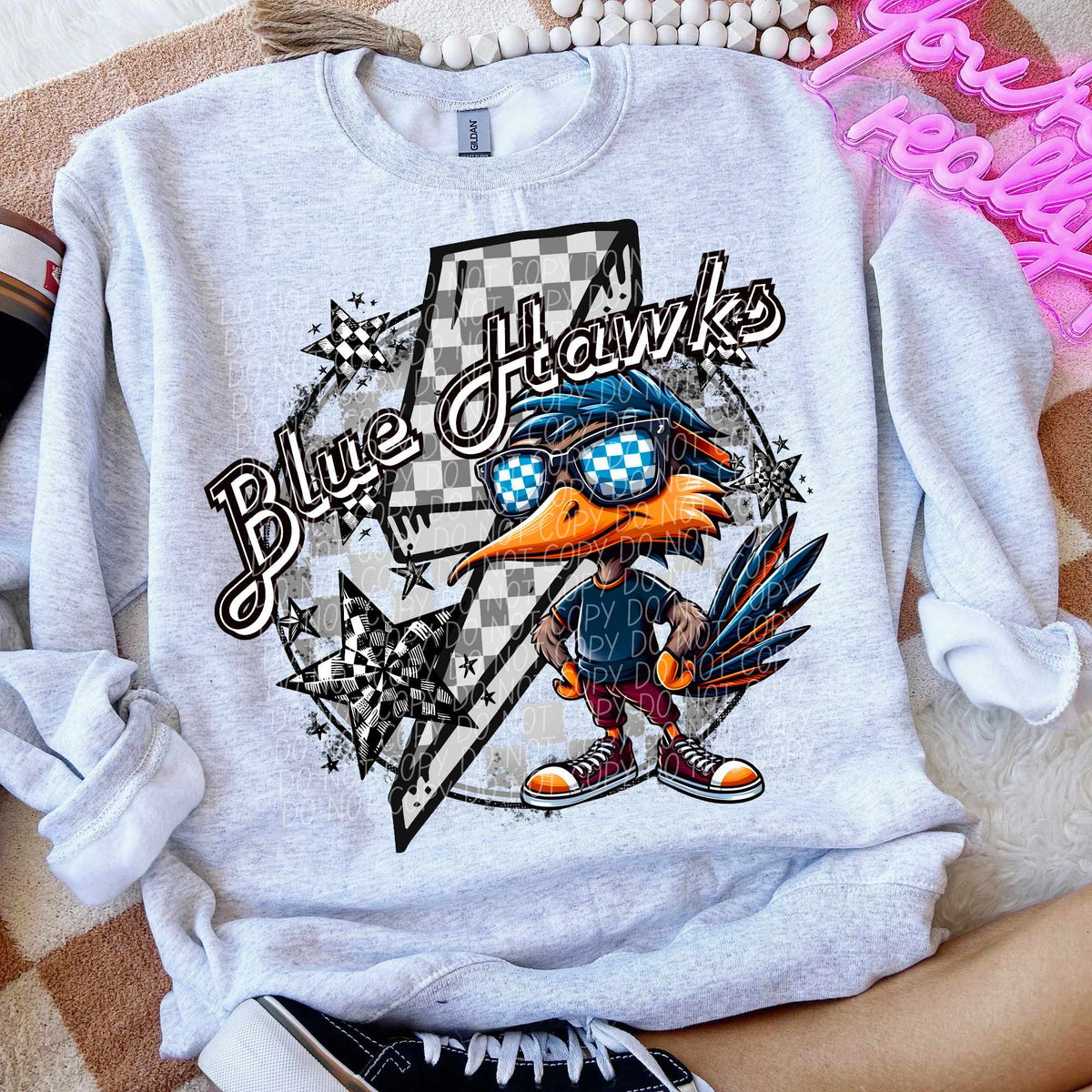 Blue hawks blue outfit lightning bolt (CITY) 52472 DTF transfer