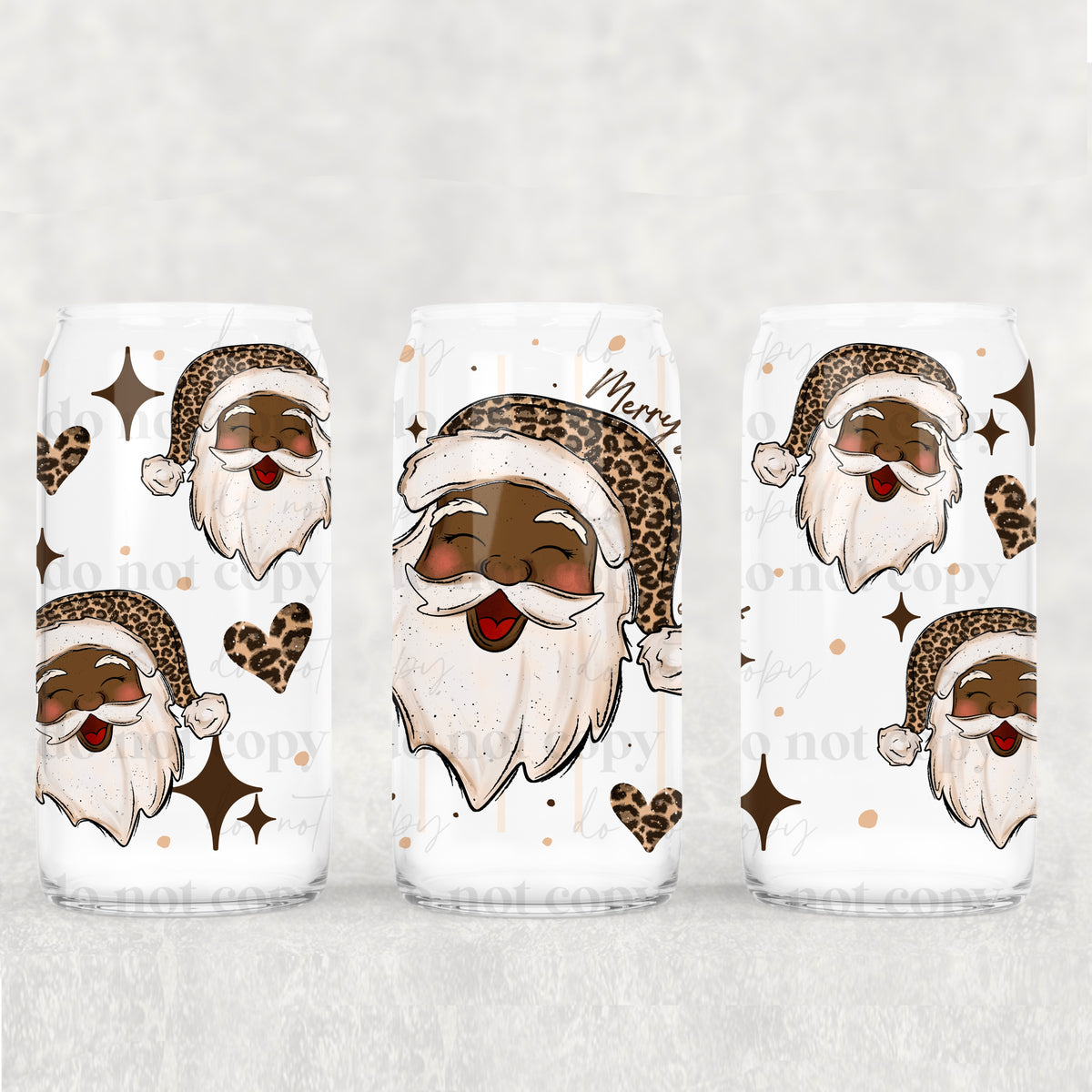 Merry bright santa darker skin tone (csc) UV DTF WRAP